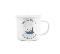 Purely Home Enamel Fishing Adventure Mug - Lifes Too Short Novelty Durable Hot Drinks Outdoor Cup For Travel Picnics Home Hiking