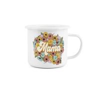 Purely Home Enamel Mama Mug - Floral Mama Novelty Durable Hot Drinks Outdoor Cup For Travel Picnics Home Hiking