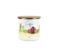 Purely Home English Landscapes Coffee Canister - White Metal Enamel Medium Sized Kitchen Food Storage Container