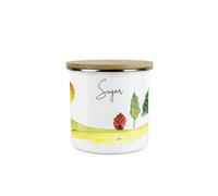 Purely Home English Landscapes Sugar Canister - White Metal Enamel Medium Sized Kitchen Food Storage Container
