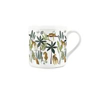 Purely Home Exotic Jungle Leopards with Tropical Trees & Leaves - Bone China White Mug Coffee/Tea Present Gift for Animal Lovers