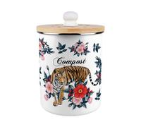 Purely Home Exotic Tiger Compost Caddy - Metal 2L Decorative Kitchen Food Waste Bin