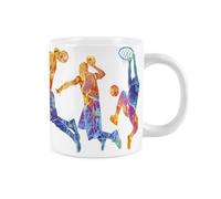 Purely Home Extra Large Big Basketball Mug Themed Abstract Paint Effect - Jumbo White Coffee/tea Gift For Sports Lovers