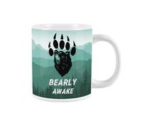 Purely Home Extra Large Big Bearly Awake Mug Grizzly Bear Mountain Range - Jumbo White Coffee/tea Gift