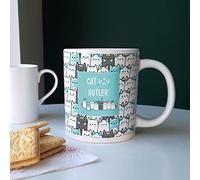 Purely Home Extra Large Big Cat Dad Butler Mug - Jumbo White Coffee/Tea Gift for Cat Lovers