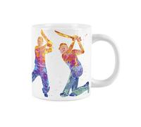 Purely Home Extra Large Big Cricket Mug Themed Abstract Paint Effect - Jumbo White Coffee/tea Gift For Sports Lovers