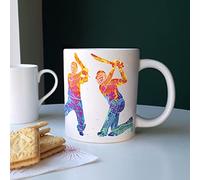 Purely Home Extra Large Big Cricket Mug Themed Abstract Paint Effect - Jumbo White Coffee/Tea Gift for Sports Lovers