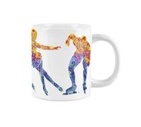 Purely Home Extra Large Big Ice Skating Mug Themed Abstract Paint Effect - Jumbo White Coffee/tea Gift For Sports Lovers