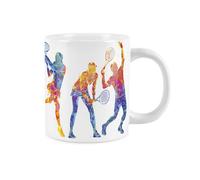 Purely Home Extra Large Big Tennis Mug Themed Abstract Paint Effect - Jumbo White Coffee/tea Gift For Sports Lovers