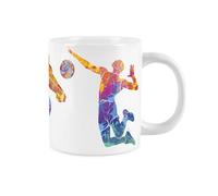 Purely Home Extra Large Big Volleyball Mug Themed Abstract Paint Effect - Jumbo White Coffee/tea Gift For Sports Lovers