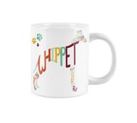 Purely Home Extra Large Whippet Dog Mug - Colourful Paw Prints Text - Jumbo Novelty Coffee/tea Cup Gift For Dog Lovers