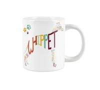 Purely Home Extra Large Whippet Dog Mug - Colourful Paw Prints Text - Jumbo Novelty Coffee/Tea Cup Gift for Dog Lovers