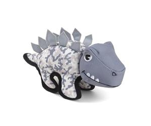 Purely Home Fabric Dinosaur Shaped Dog Toy with Built in Squeaker - Grey Camouflage Pet Chew Toy