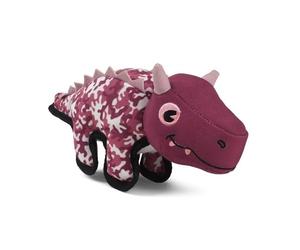 Purely Home Fabric Dinosaur Shaped Dog Toy with Built in Squeaker - Red Camouflage Pet Chew Toy