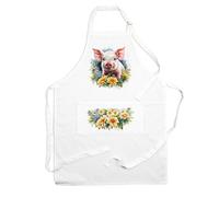 Purely Home Farm Animals & Flowers Piglet Apron - Floral Gifts For Her - Cooking & Baking