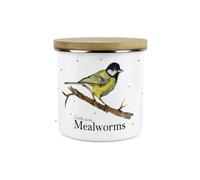 Purely Home Feed The Birds Range Mealworms Storage Canister By Rhiannon Chauncey - White Metal Enamel Bird Food Storage Container