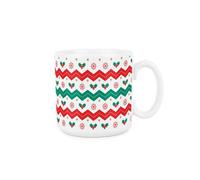 Purely Home Festive Christmas Mug - Holly Leaves & Stripes Xmas Gift -Tea/coffee Ceramic Cup