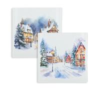 Purely Home Festive Christmas Town Mini Glass Hot Pot Stands - Set Of 2