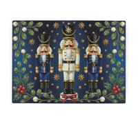 Purely Home Festive Nutcrackers Textured Glass Christmas Worktop Protector - Large Kitchen Chopping Board