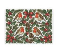 Purely Home Festive Robins Textured Glass Christmas Worktop Protector - Large Kitchen Chopping Board