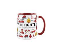 Purely Home Firefighter Mug - Humourous Trades Funny Novelty Gift - Tea/Coffee Hot Drinks Red Ceramic Cup Present for Firemen/Firewomen