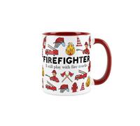 Purely Home Firefighter Mug - Humourous Trades Funny Novelty Gift - Tea/coffee Hot Drinks Red Ceramic Cup Present For Firemen/firewomen