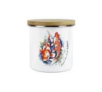 Purely Home Fish Feed Tablets Storage Canister - Feed The Fish Metal Enamel Pet Food Large Storage Container