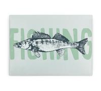 Purely Home Fishing Glass Chopping Board - Rectangular Large Worktop Protector/saver