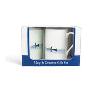 Purely Home Fishing Mug & Coaster Set - Lakeside Angling Fishermen Present Bone China/Glass Gift Boxed Set
