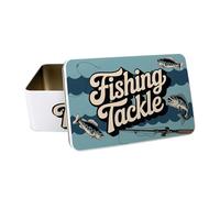 Purely Home Fishing Tackle Tin - Vintage Fisherman Rectangular Storage Tin Gifts for Fathers Day