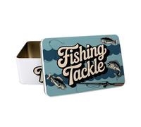Purely Home Fishing Tackle Tin - Vintage Fisherman Rectangular Storage Tin Gifts For Fathers Day