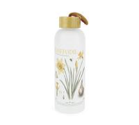 Purely Home Flora Studies Daffodil Glass Water Bottle With Bamboo Lid