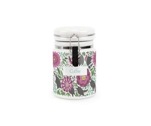 Purely Home Floral Badgers Coffee Canister - British Animals & Flowers - Ceramic Kitchen Storage Container With Clip Lid 400Ml