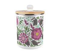 Purely Home Floral Badgers Food Waste Caddy - Enamel 2L Kitchen Compost Bin