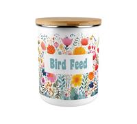 Purely Home Floral Bird Feed Storage Canister - 2.7L Extra-Large Colourful Flowers Enamel Container Gifts for Bird Lovers