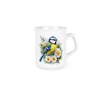 Purely Home Floral Blue Tit Mug - Birds & Flowers Nature Gifts - Creatures Great & Small Wildlife Themed Present - Tea Coffee Hot Drinks Ceramic Cup