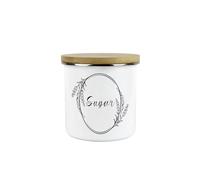 Purely Home Floral Border Sugar Storage Canister - Minimalist Kitchen Decor Gift - Metal/Enamel Hot Drinks Storage Container