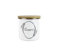 Purely Home Floral Border Sugar Storage Canister - Minimalist Kitchen Decor Gift - Metal/enamel Hot Drinks Storage Container