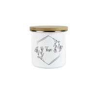 Purely Home Floral Border Tea Storage Canister - Minimalist Kitchen Decor Gift - Metal/enamel Hot Drinks Storage Container