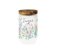 Purely Home Floral Bouquet Glass Sugar Storage Jar - Watercolour Floral Kitchen Hot Drinks Canister/container 750Ml (15.5Cm X 9Cm)