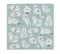 Purely Home Floral Cats Large Square Worktop Protector - Smooth Glass Chopping Board