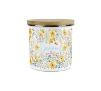 Purely Home Floral Daisies Spoons Canister - White Metal Enamel Kitchen Food Storage Container
