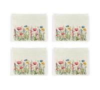 Purely Home Floral Fabric Placemats Set - Wildflower Meadow - Set Of Four (4) Table Placemats