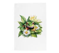 Purely Home Floral Frog Tea Towel - Exotic Creatures & Flowers Nature Gift/Present - Panama Cotton Kitchen Dish Towel/Drying Cloth - 67cm x 45cm