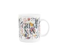 Purely Home Floral Great Nan Mug - Watercolour Flowers & Foliage Relations Gift/Present for Her - Tea/Coffee Hot Drinks White Bone China Mug