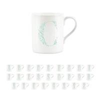 Purely Home Floral Green Letter C Mug - Fine Bone China Small Coffee Tea Mug Present Personalised Initial Gift