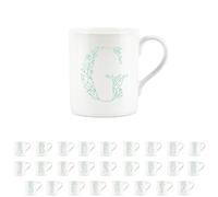 Purely Home Floral Green Letter G Mug - Fine Bone China Small Coffee Tea Mug Present Personalised Initial Gift
