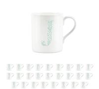 Purely Home Floral Green Letter J Mug - Fine Bone China Small Coffee Tea Mug Present Personalised Initial Gift