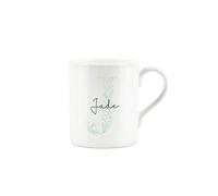 Purely Home Floral Green Letter J Mug - Small Custom Bone China Coffee Tea Mug Present Personalised Initial Gift