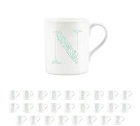 Purely Home Floral Green Letter N Mug - Fine Bone China Small Coffee Tea Mug Present Personalised Initial Gift